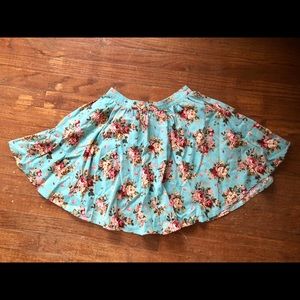Turquoise high waisted floral circle skirt